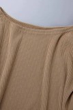 Fashion British Style Solid O Neck Long Sleeve Two Pieces