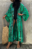Fashion Vacation Print Frenulum Swimwears Cover Up