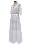 Fashion Sexy Solid Patchwork V Neck Princess Dresses