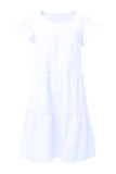Casual Patchwork Solid Basic O Neck Cake Skirt Dresses