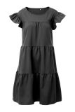 Casual Patchwork Solid Basic O Neck Cake Skirt Dresses