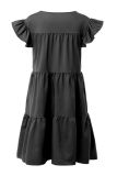 Casual Patchwork Solid Basic O Neck Cake Skirt Dresses