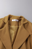 Elegant Solid Patchwork Buckle Turndown Collar Outerwear