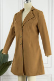 Elegant Solid Patchwork Buckle Turndown Collar Outerwear