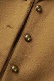 Elegant Solid Patchwork Buckle Turndown Collar Outerwear