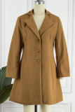 Elegant Solid Patchwork Buckle Turndown Collar Outerwear