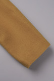 Elegant Solid Patchwork Buckle Turndown Collar Outerwear