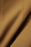 Elegant Solid Patchwork Buckle Turndown Collar Outerwear