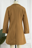 Elegant Solid Patchwork Buckle Turndown Collar Outerwear