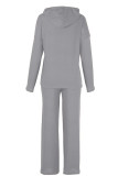 Fashion Casual Solid Patchwork Hooded Collar Long Sleeve Two Pieces