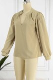 Fashion British Style Solid V Neck Tops