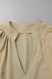 Fashion British Style Solid V Neck Tops