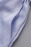 Fashion Casual Solid Patchwork Turndown Collar Half Sleeve Two Pieces