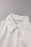 Fashion Casual Solid Patchwork Turndown Collar Half Sleeve Two Pieces