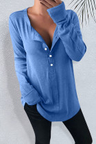 Fashion Casual Adult Solid Patchwork Pullovers V Neck Tops