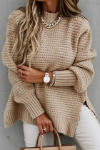 Fashion Street Solid Slit O Neck Tops
