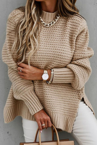 Fashion Street Solid Slit O Neck Tops
