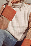 Fashion Casual Solid Patchwork Turtleneck Tops