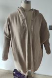 Casual Solid Patchwork Hooded Collar Tops Sweater