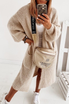 Casual Solid Patchwork Pocket Tops Sweater
