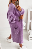 Casual Solid Patchwork Pocket Tops Sweater