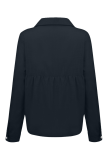 Casual Solid Buckle Shirt Collar Tops