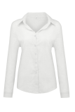 Casual Solid Buckle Shirt Collar Tops