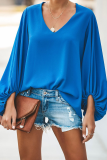 Fashion Elegant Solid Patchwork V Neck Tops