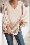 Fashion Elegant Solid Patchwork V Neck Tops