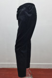 Fashion Casual Solid Patchwork Loose Mid Waist Pencil Bottoms