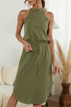 Fashion Casual Solid Patchwork Halter A Line Dresses