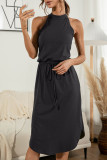 Fashion Casual Solid Patchwork Halter A Line Dresses