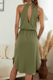Fashion Casual Solid Patchwork Halter A Line Dresses