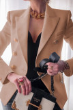 Fashion Casual Solid Patchwork Turn-back Collar Outerwear