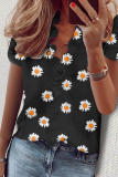 Daily Print Flounce V Neck Tops