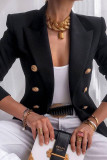 Fashion Casual Solid Patchwork Turn-back Collar Outerwear
