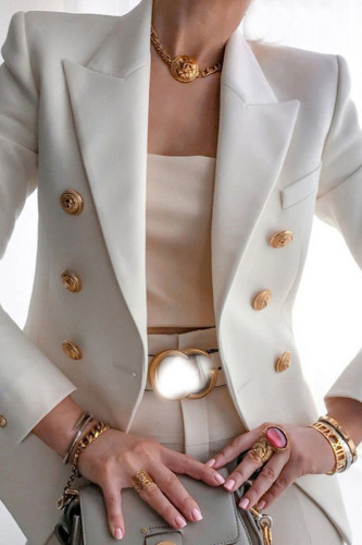 Fashion Casual Solid Patchwork Turn-back Collar Outerwear