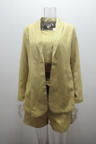 Ladies Chic Coat High Waist Shorts Three Pieces Suit