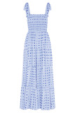 Fashion Street Dot Patchwork Spaghetti Strap Printed Dresses