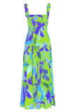 Fashion Street Dot Patchwork Spaghetti Strap Printed Dresses