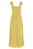 Fashion Street Dot Patchwork Spaghetti Strap Printed Dresses
