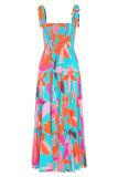 Fashion Street Dot Patchwork Spaghetti Strap Printed Dresses