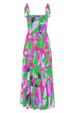 Fashion Street Dot Patchwork Spaghetti Strap Printed Dresses