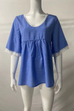 Fashion Casual Solid Patchwork V Neck Tops
