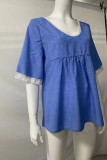 Fashion Casual Solid Patchwork V Neck Tops