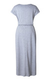 Fashion Casual Solid Frenulum O Neck Irregular Dresses