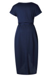 Fashion Casual Solid Frenulum O Neck Irregular Dresses