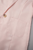 Casual Solid Patchwork Buttons Turn-back Collar Outerwear