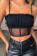 One word collar Sleeveless ruffle Solid perspective Patchwork Mesh Tank Tops & Camis