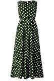 Fashion Street Polka Dot Patchwork O Neck A Line Dresses